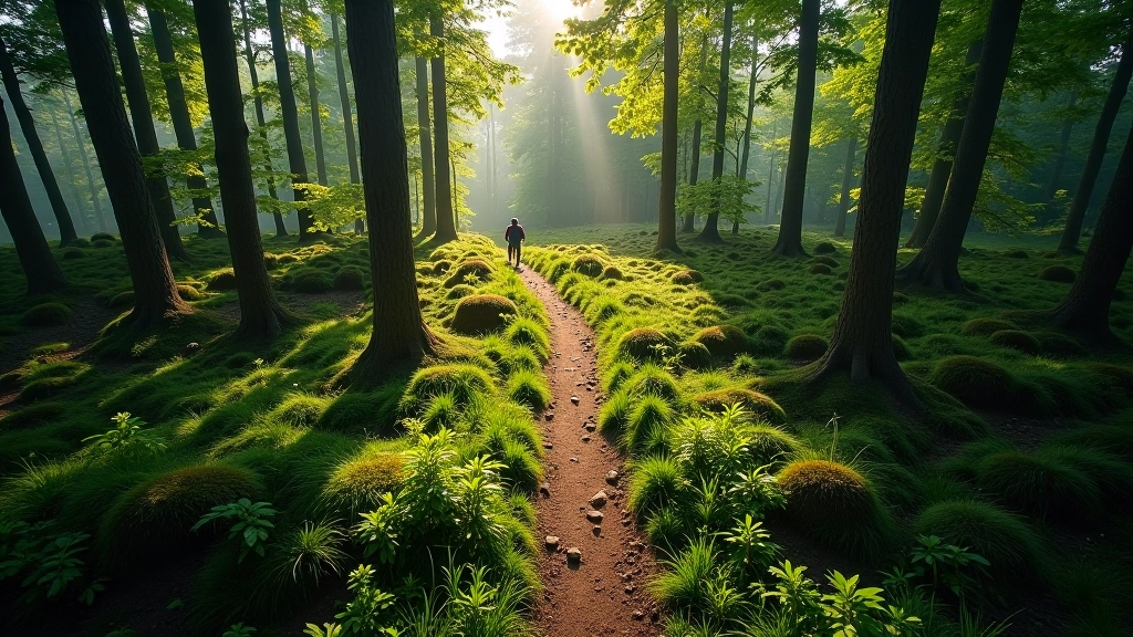 Scenic hiking trail through Czech forest landscape